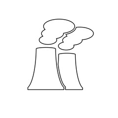 Poster - A large black outline industrial pollution symbol on the center. Vector illustration on white background