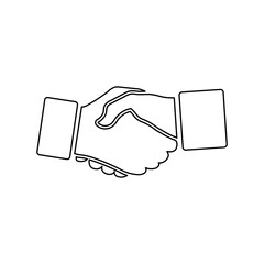 Poster - A large black outline handshake symbol on the center. Illustration on transparent background