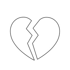 Poster - A large black outline broken heart symbol on the center. Vector illustration on white background