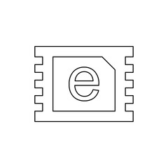 Poster - A large black outline eSIM symbol on the center. Illustration on transparent background