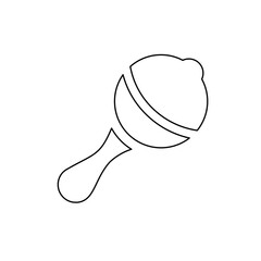 Poster - A large black outline baby rattle symbol on the center. Illustration on transparent background