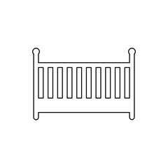 Poster - A large black outline baby cot symbol on the center. Illustration on transparent background