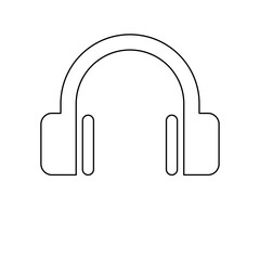 Poster - A large black outline headphones symbol on the center. Illustration on transparent background