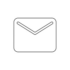 Poster - a large black outline email symbol on the center. vector illustration on white background