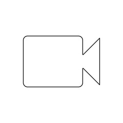 Poster - A large black outline video camera symbol on the center. Vector illustration on white background