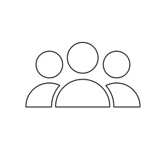 Poster - A large black outline people symbol on the center. Vector illustration on white background