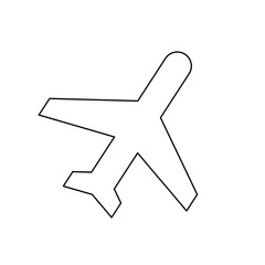 Poster - a large black outline plane symbol on the center. illustration on transparent background