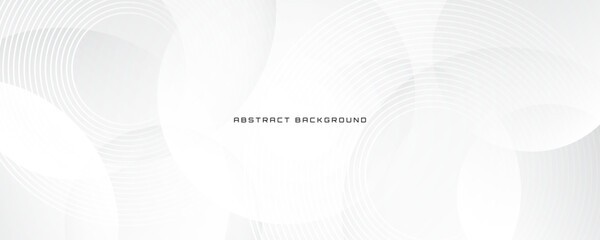 Poster - White geometric abstract background overlap layer on bright space with circles effect decoration. Modern graphic design element cutout style concept for banner, flyer, card, cover, or brochure