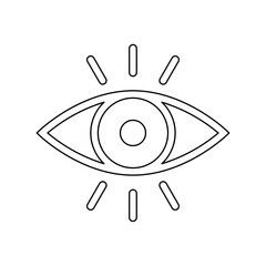 Poster - A large black outline vision symbol on the center. Vector illustration on white background
