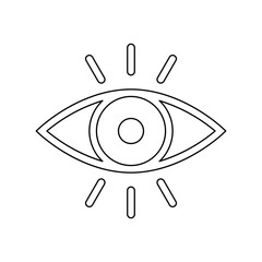 Poster - A large black outline vision symbol on the center. Illustration on transparent background