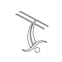Poster - A large black outline freestyle skiing symbol on the center. Illustration on transparent background
