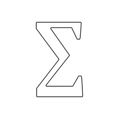 Poster - A large black outline sigma symbol on the center. Illustration on transparent background