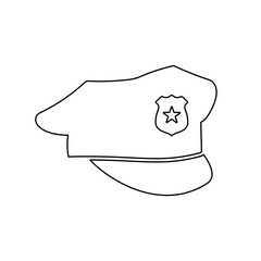 Poster - A large black outline police cap symbol on the center. Illustration on transparent background