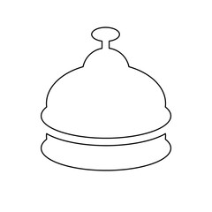 Poster - A large black outline reception bell symbol on the center. Illustration on transparent background