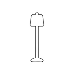 Poster - A large black outline floor lamp symbol on the center. Vector illustration on white background