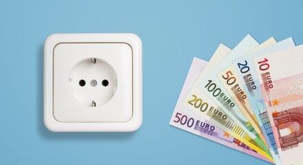 Wall Mural - Classic power plug and money banknotes