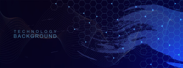 Poster - Abstract modern science technology with hexagon shapes. Big data visualization design concept.