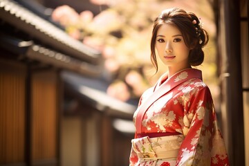 Wall Mural - Japanese girl in national costume