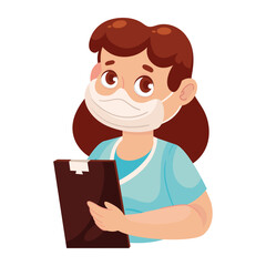 Sticker - cute nurse with clipboard