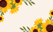 Hand Drawn Natural Sunflower Border Frame Vector