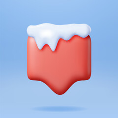 Fototapete - 3D Christmas Speech Bubble with Snow Isolated. Render Red Winter Dialogue Bubble Text Covered Snow. Happy New Year Decoration. Merry Christmas Holiday. New Year Xmas Celebration. Vector Illustration