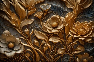 golden background with ornament generated by AI technology