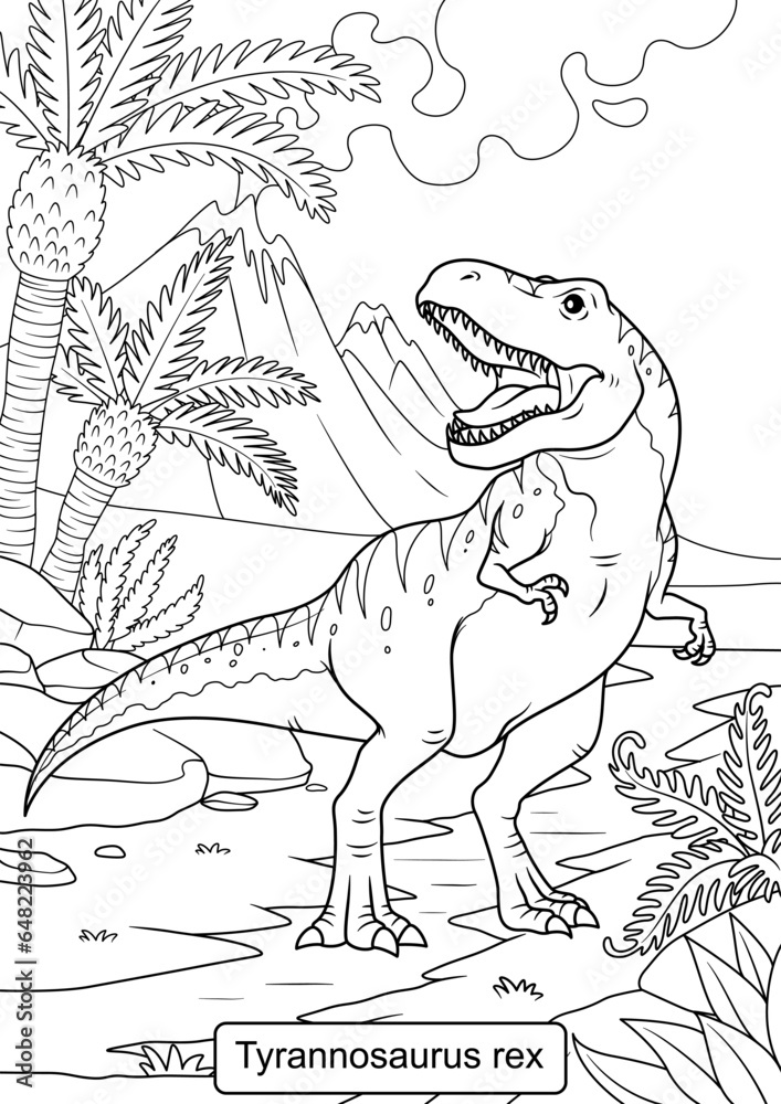 Dinosaur line art for coloring page vector illustration Stock Vector ...