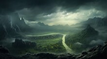 An Awe-inspiring And Dramatic Image Of A Valley With A Thunderstorm Approaching