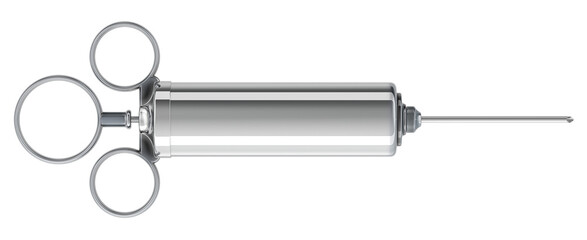 Fototapete - Marinade Meat Injector, Stainless Steel Meat Injector Syringe. 3D rendering isolated on transparent background