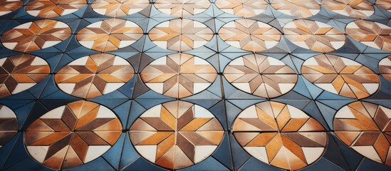 Poster - tile vintage round ceramic with seamless and geometric shapes suitable for both indoor and outdoor u