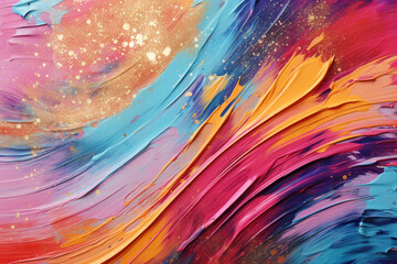 Poster - make up painting with colorful solid brushstroke