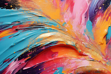 Poster - painting with colorful stripes, solid brushstroke