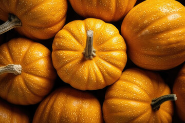 Aufkleber - pumpkins on a market, top view