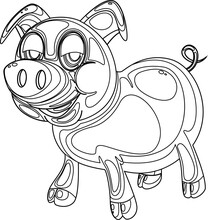Illustration Of Cartoon Hippopotamus