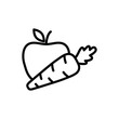 carrot and apple icon. diet vector symbol detox