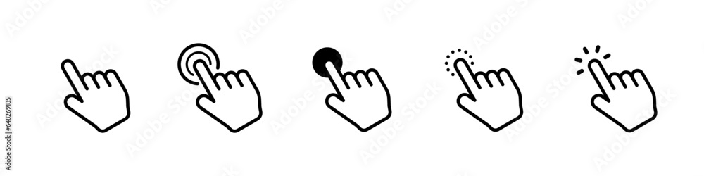 Vector de Stock Pointer cursor computer mouse icon set. Clicking cursor ...
