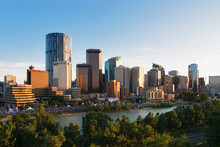 North American City Skyline With Skyscrapers; Calgary, Alberta, Canada