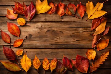Wall Mural - autumn leaves frame