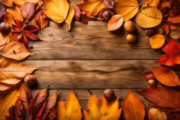 Wall Mural - autumn leaves frame