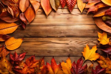 Wall Mural - autumn leaves frame