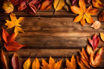 Wall Mural - autumn leaves frame