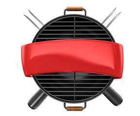 Sticker - Barbecue frame with fork and knife on transparent background in 3D rendering