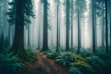Wall Mural - forest in the fog