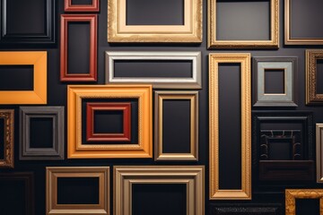 Poster - A collection of picture frames displayed on a wall. Perfect for adding a personal touch to any space.