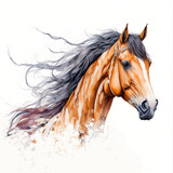 Fototapeta Konie - horse watercolor illustration on white background , Ai generative illustration
