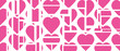 Geometric girl mosaic made of squares and hearts, in a fashionable style. Template for Valentine's Day and Mother's Day beautiful background, for textiles and wallpaper.