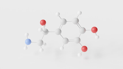 Poster - norepinephrine molecule 3d, molecular structure, ball and stick model, structural chemical formula noradrenaline