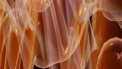 Poster - Animation of abstract orange background with light and glowing smooth curvy lines in 3d rendering.