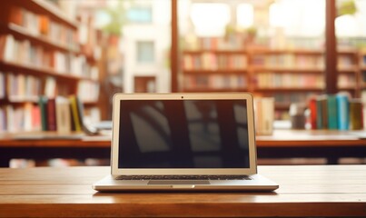 laptop on the table Empty screen 