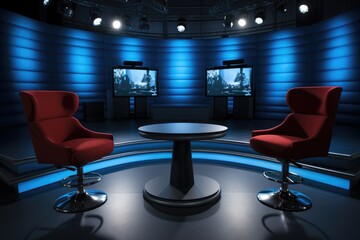 Aufkleber - Studio with two chair for a televised debate program.